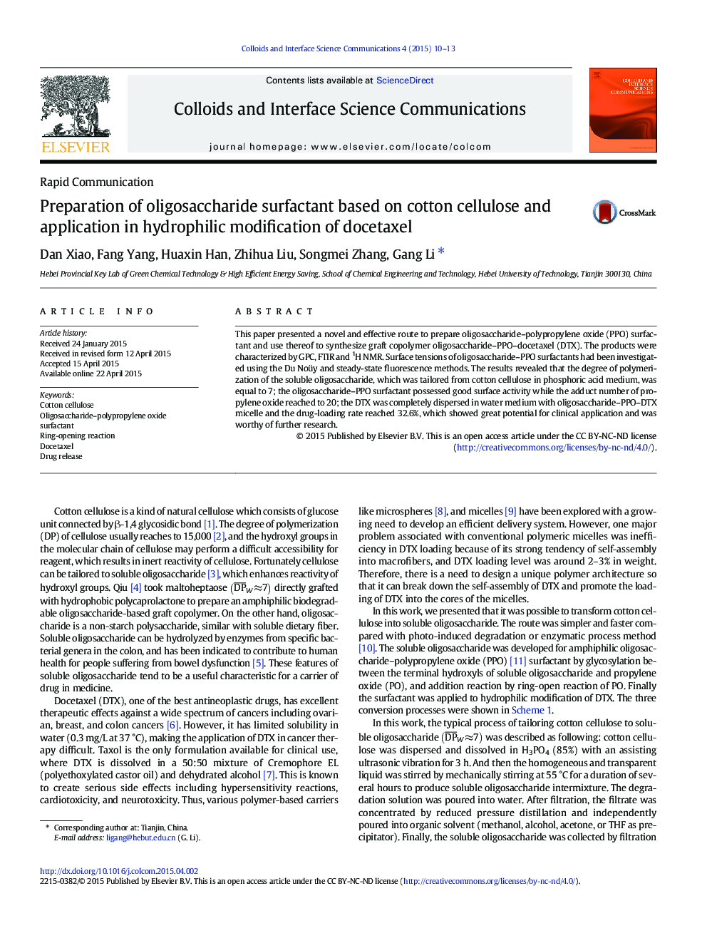 Preparation of oligosaccharide surfactant based on cotton cellulose and application in hydrophilic modification of docetaxel