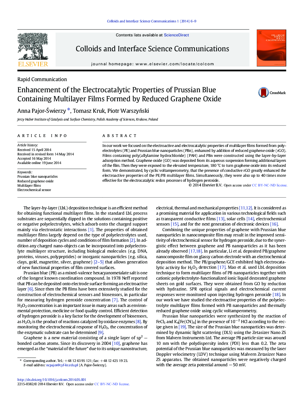 Enhancement of the Electrocatalytic Properties of Prussian Blue Containing Multilayer Films Formed by Reduced Graphene Oxide