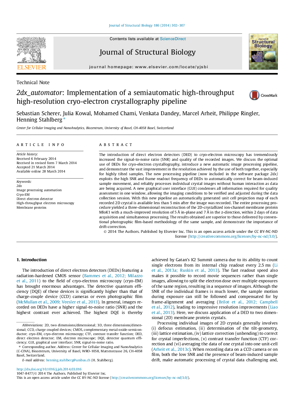 Technical Note2dx_automator: Implementation of a semiautomatic high-throughput high-resolution cryo-electron crystallography pipeline