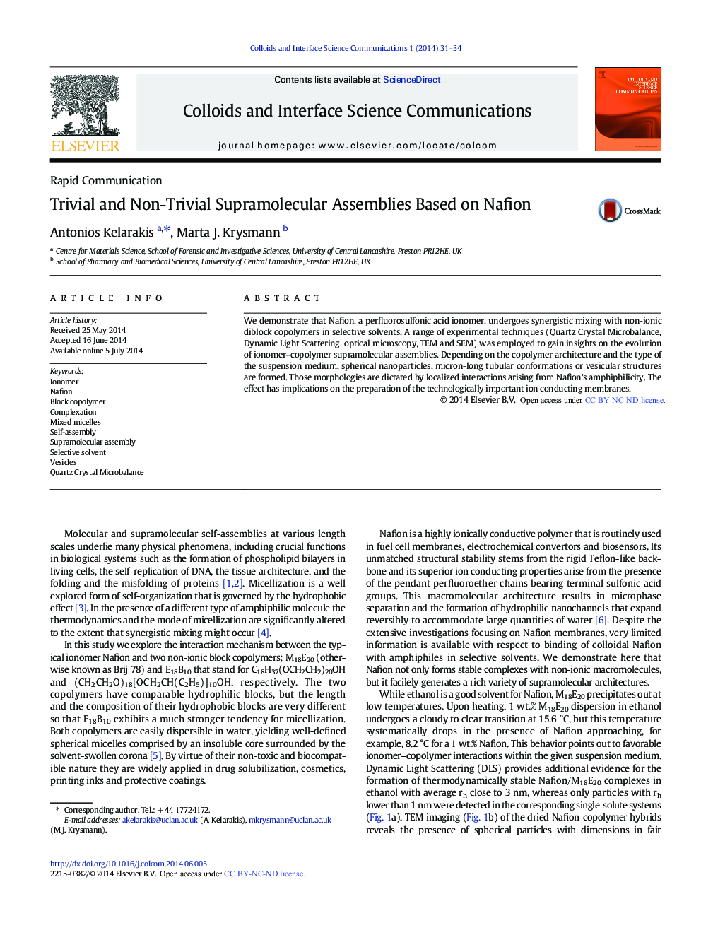 Trivial and Non-Trivial Supramolecular Assemblies Based on Nafion