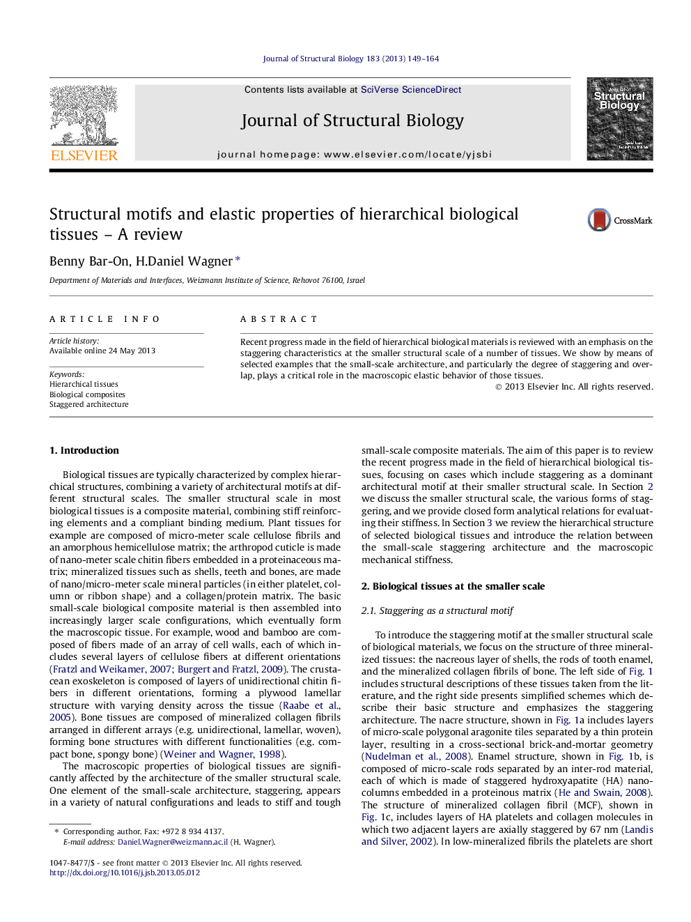 Structural motifs and elastic properties of hierarchical biological tissues - A review