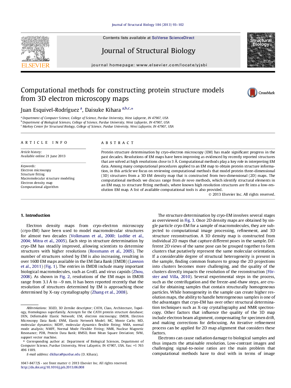 Computational methods for constructing protein structure models from 3D electron microscopy maps