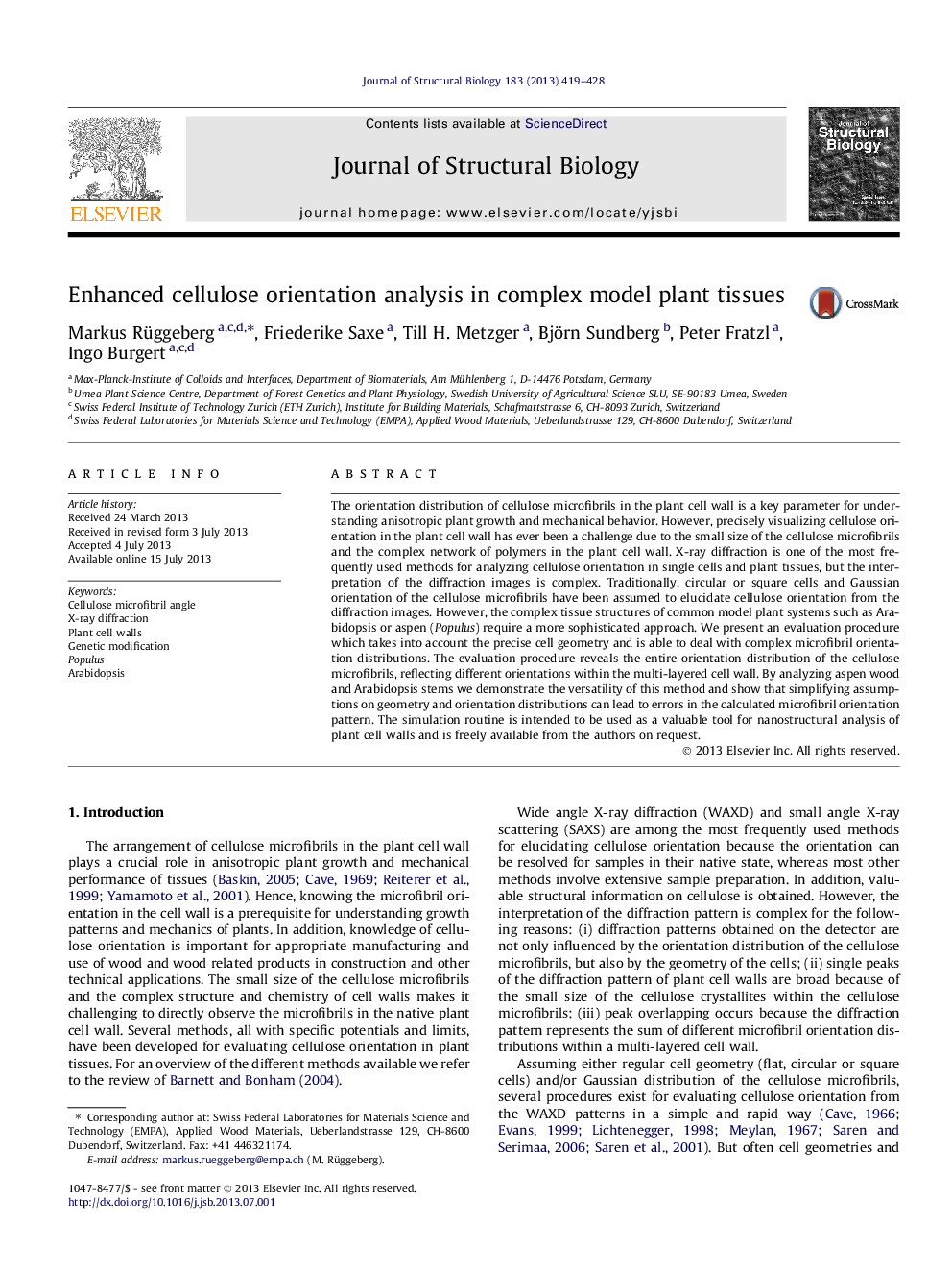 Enhanced cellulose orientation analysis in complex model plant tissues