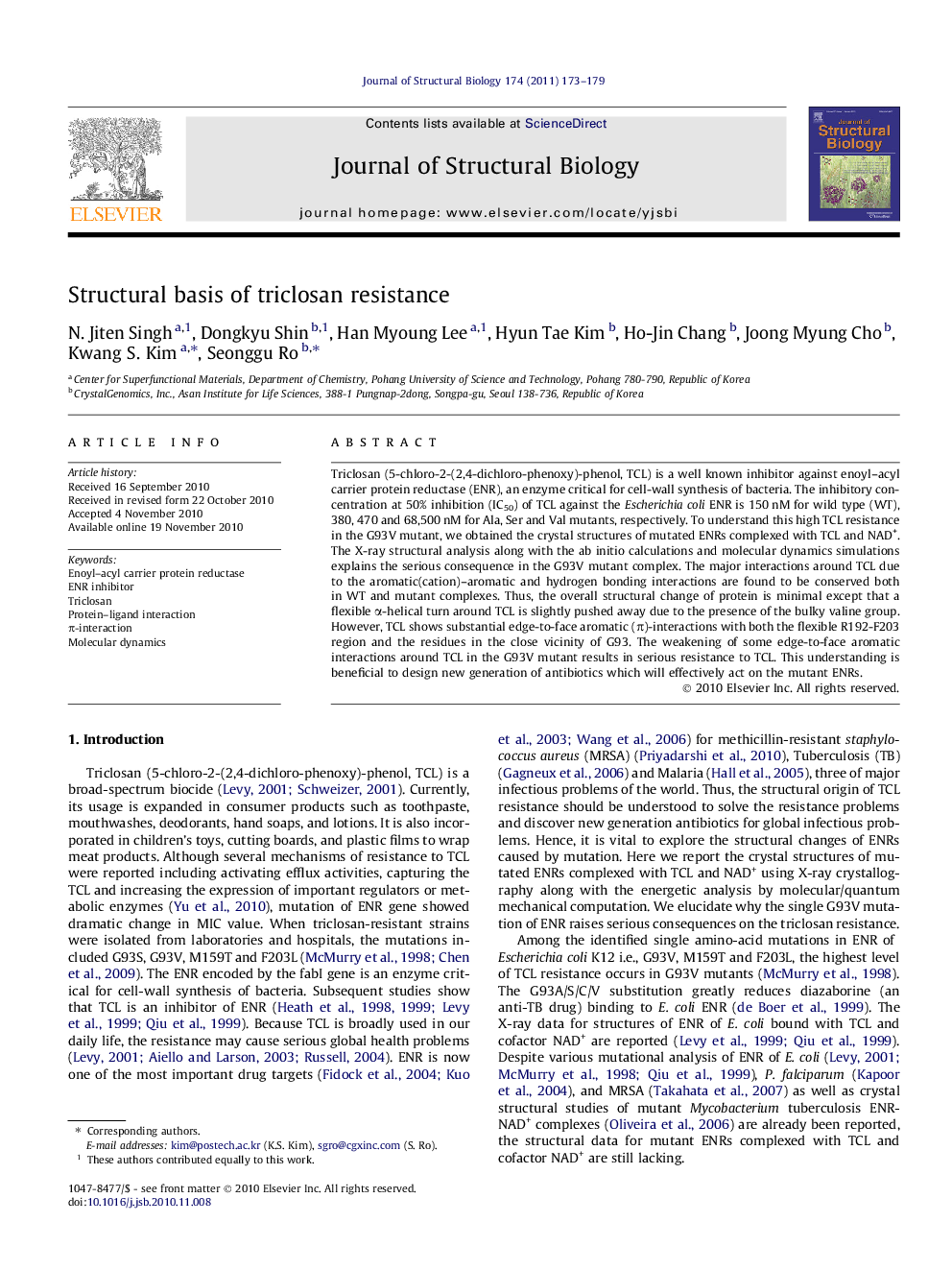 Structural basis of triclosan resistance