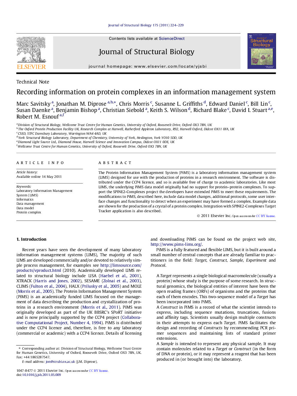 Technical NoteRecording information on protein complexes in an information management system