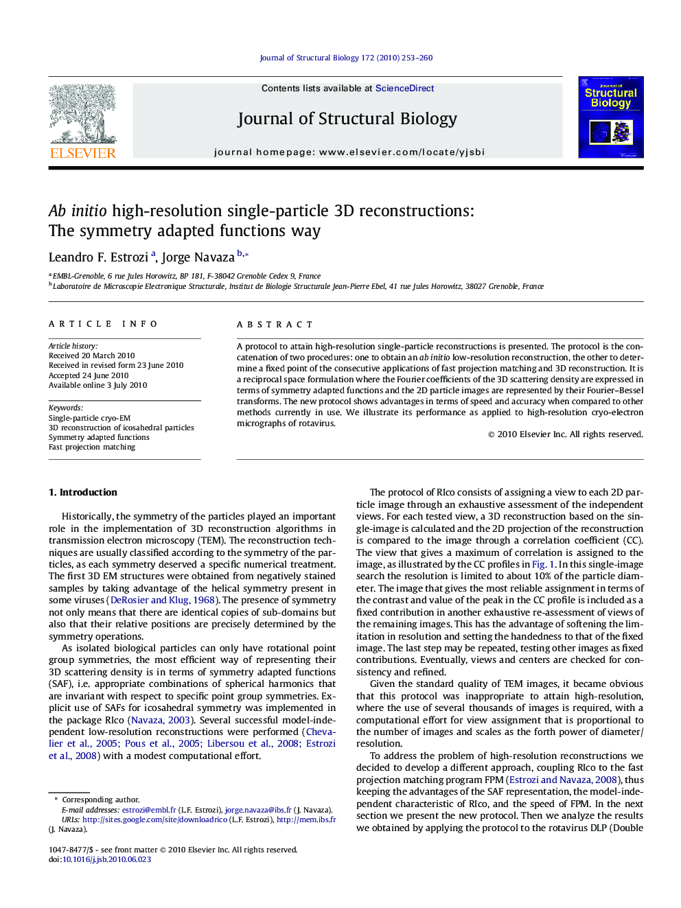 Ab initio high-resolution single-particle 3D reconstructions: The symmetry adapted functions way