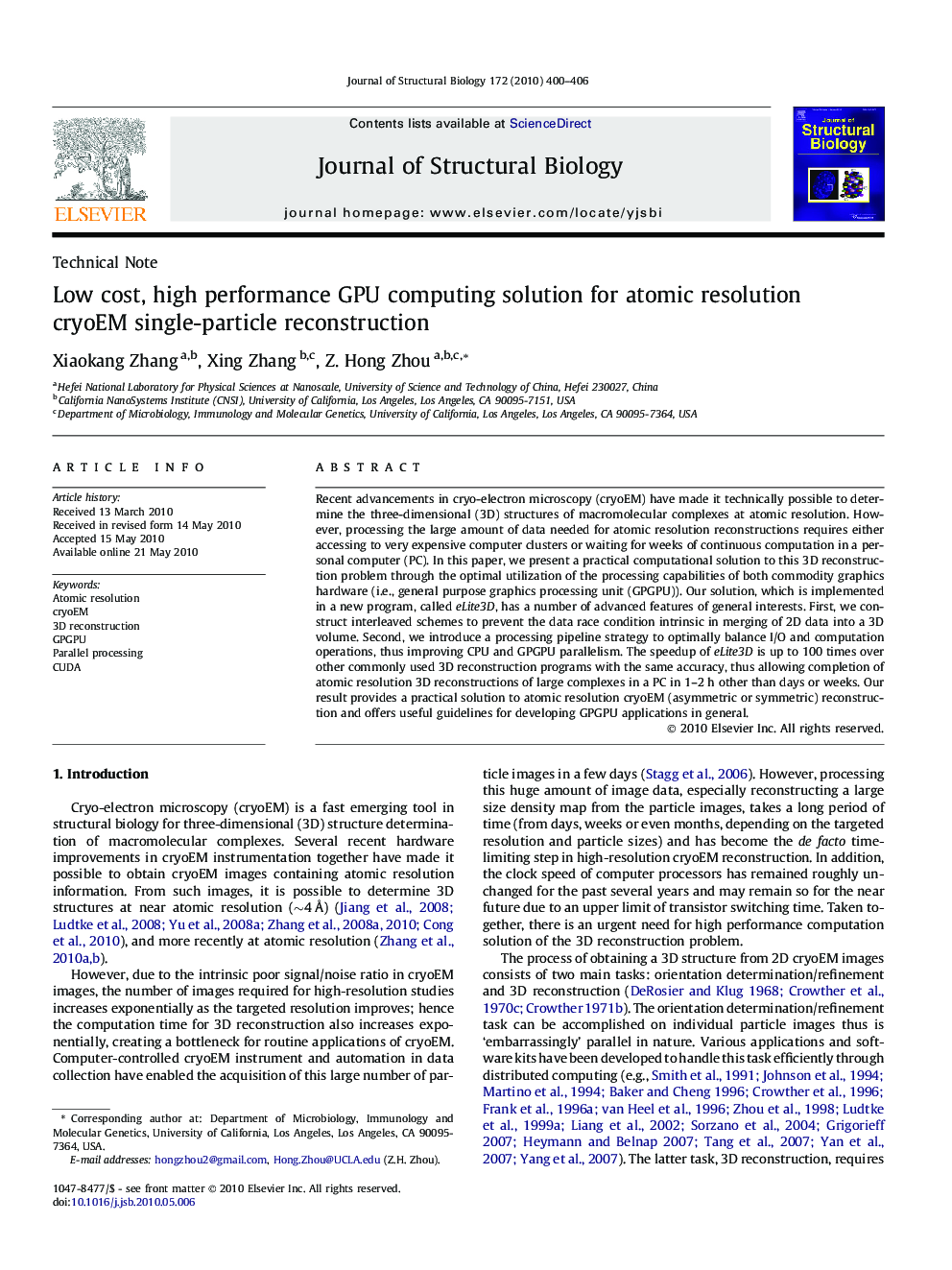 Low cost, high performance GPU computing solution for atomic resolution cryoEM single-particle reconstruction