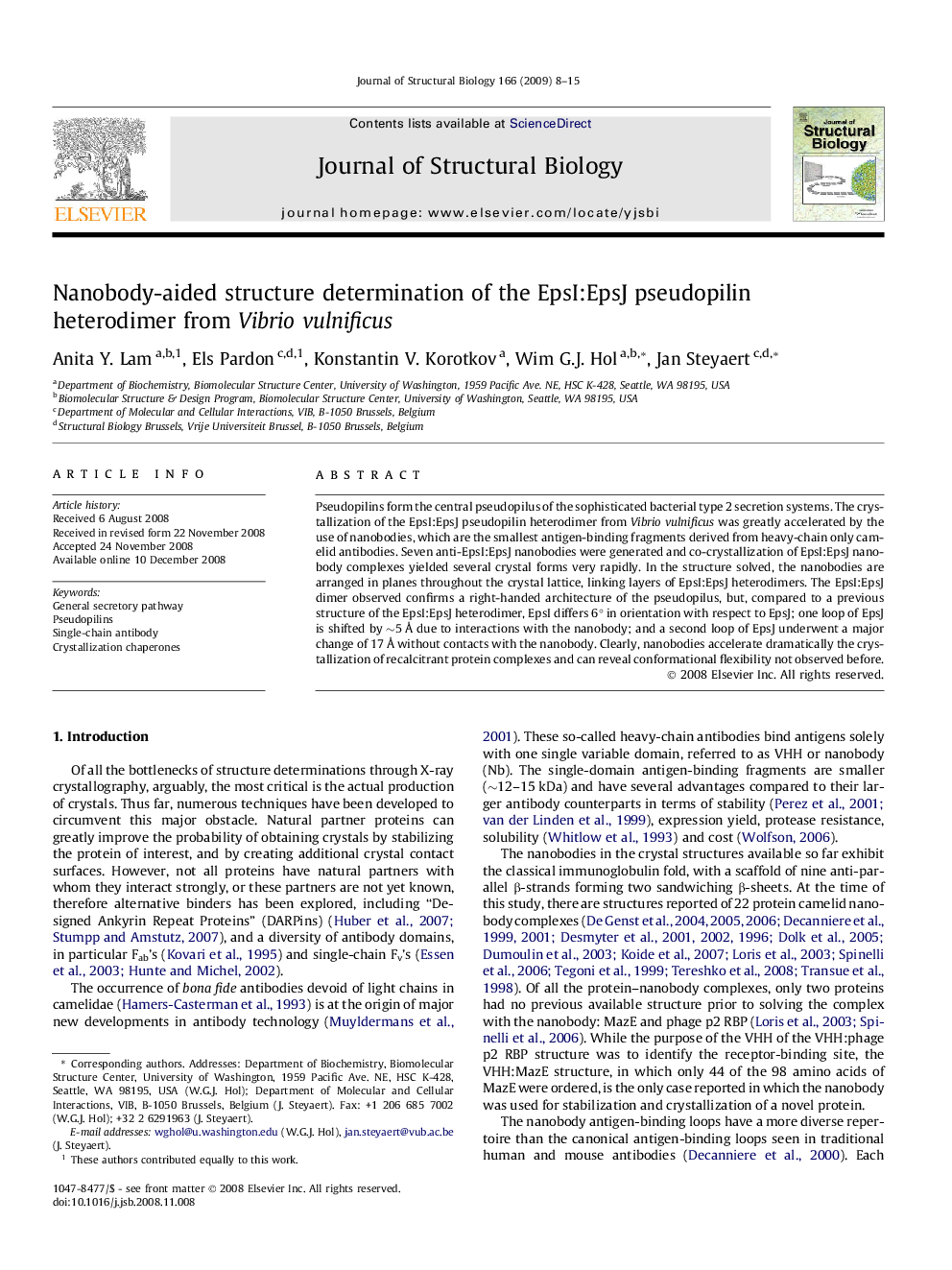 Nanobody-aided structure determination of the EpsI:EpsJ pseudopilin heterodimer from Vibrio vulnificus