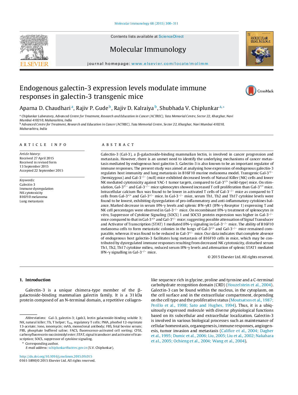 Endogenous galectin-3 expression levels modulate immune responses in galectin-3 transgenic mice