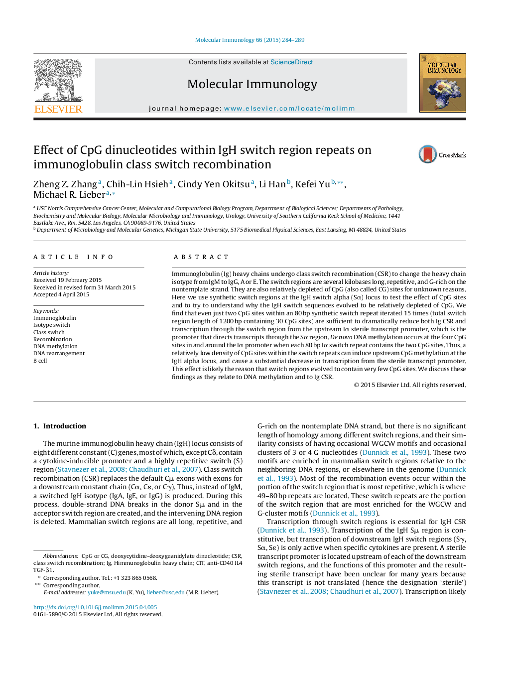 Effect of CpG dinucleotides within IgH switch region repeats on immunoglobulin class switch recombination