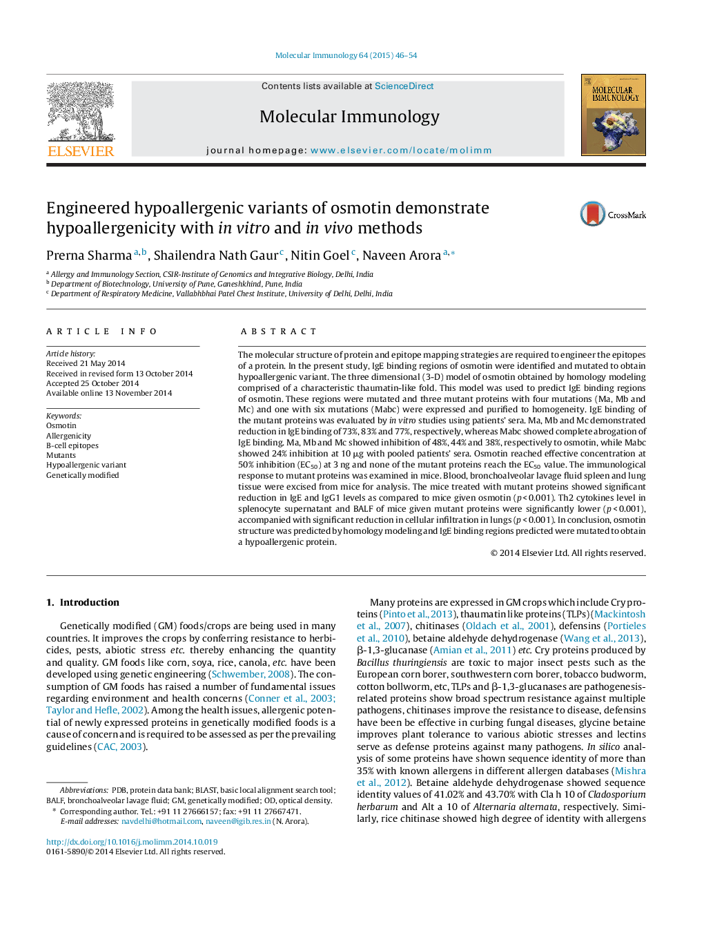 Engineered hypoallergenic variants of osmotin demonstrate hypoallergenicity with in vitro and in vivo methods