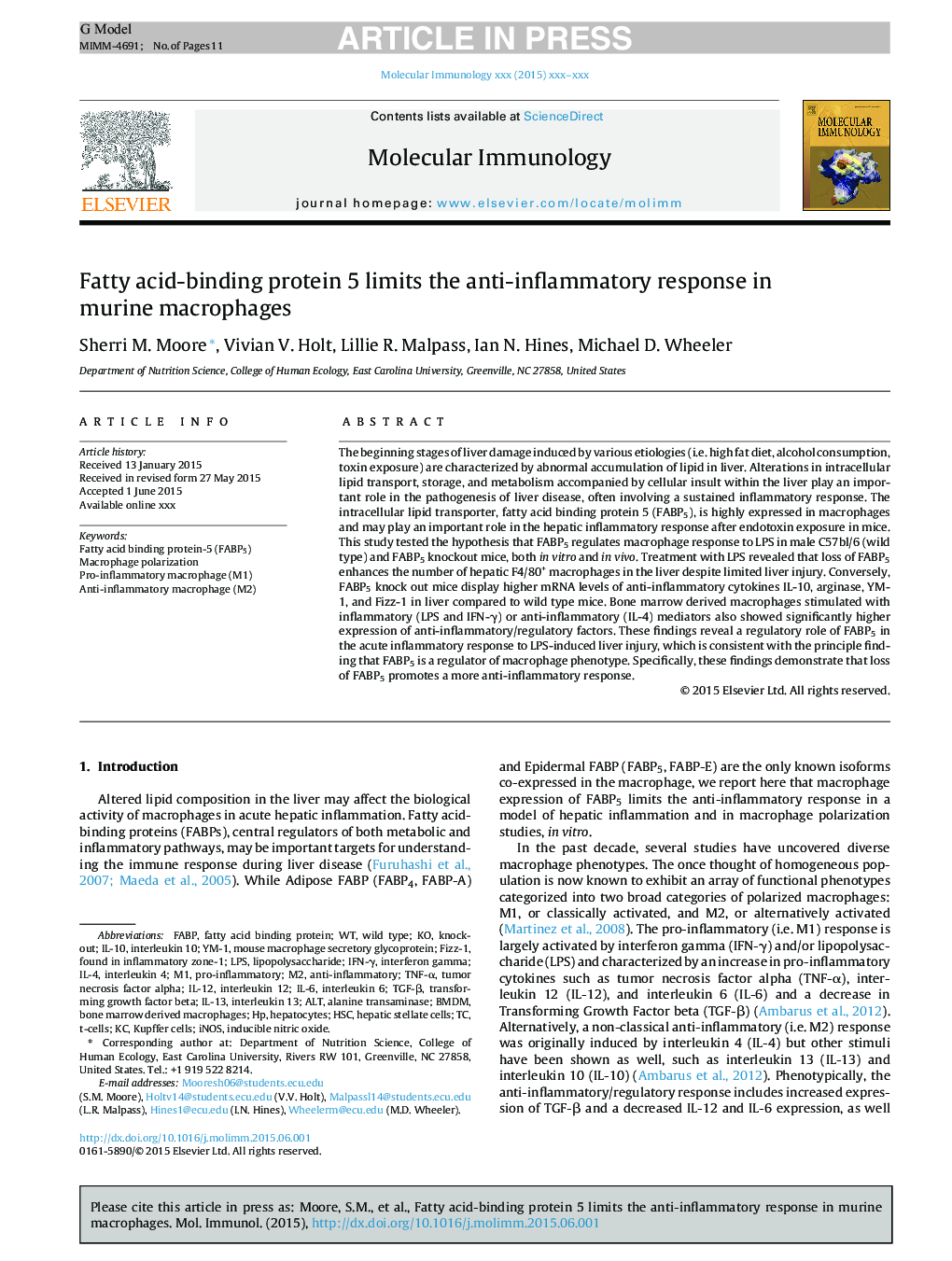 Fatty acid-binding protein 5 limits the anti-inflammatory response in murine macrophages