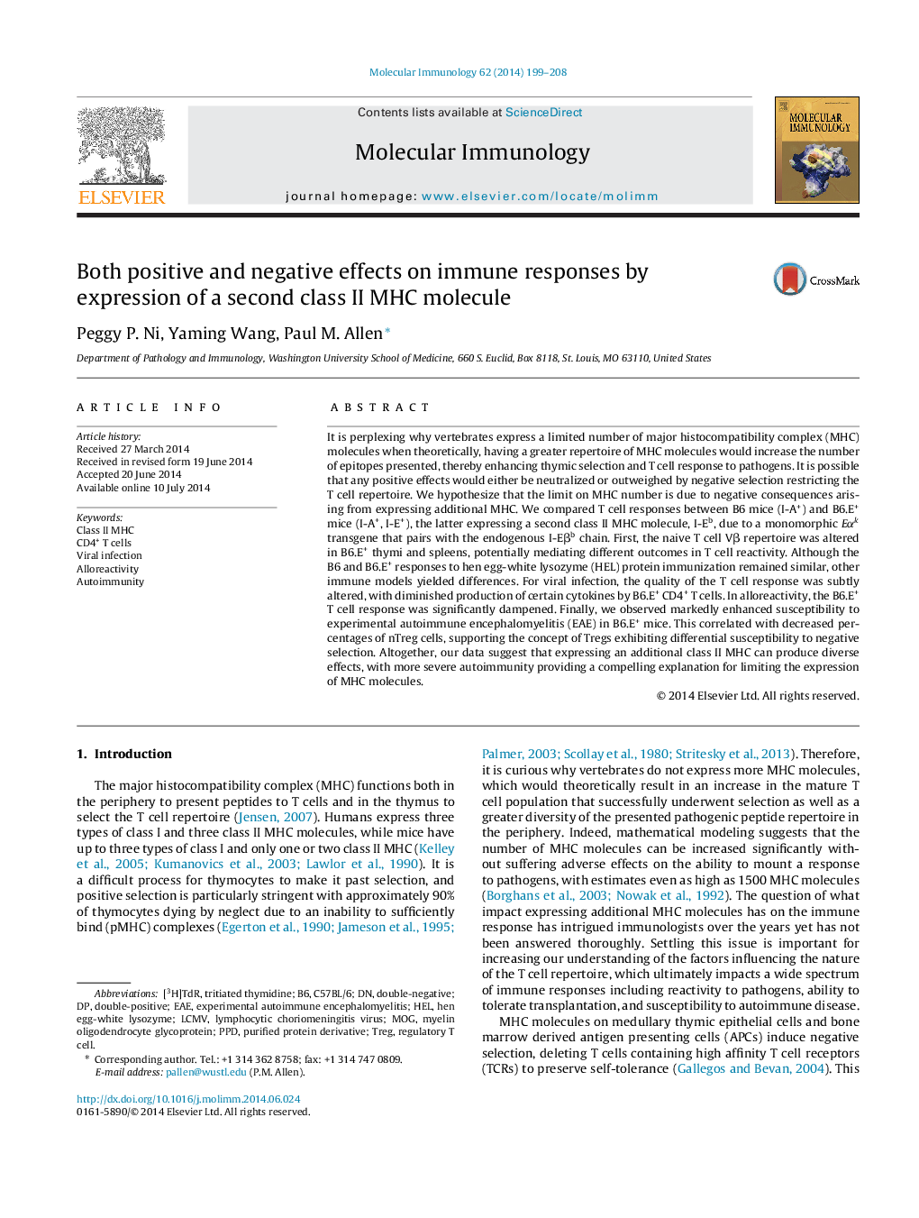 Both positive and negative effects on immune responses by expression of a second class II MHC molecule