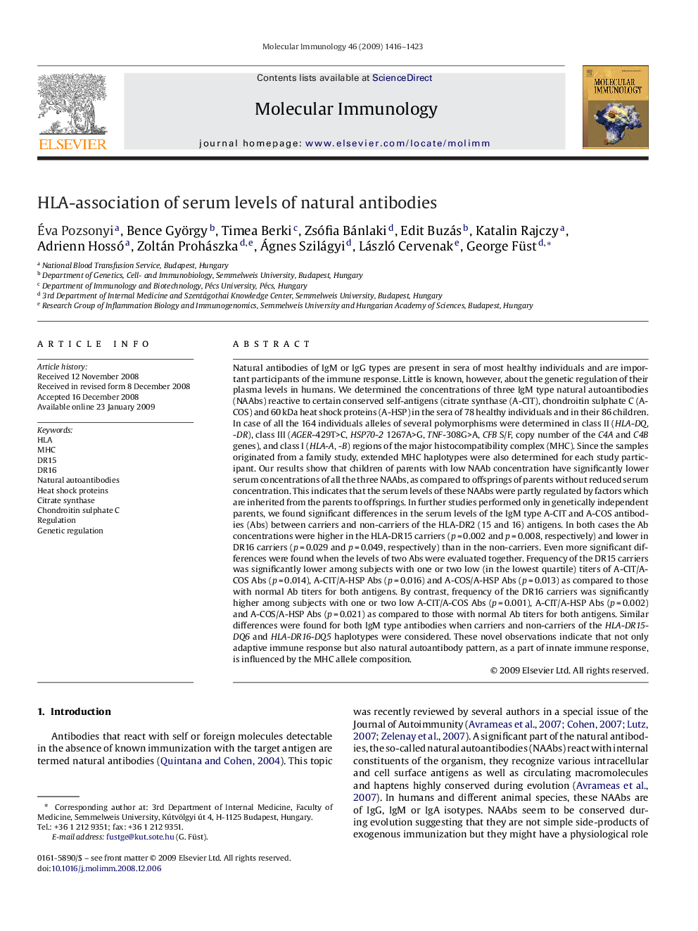 HLA-association of serum levels of natural antibodies