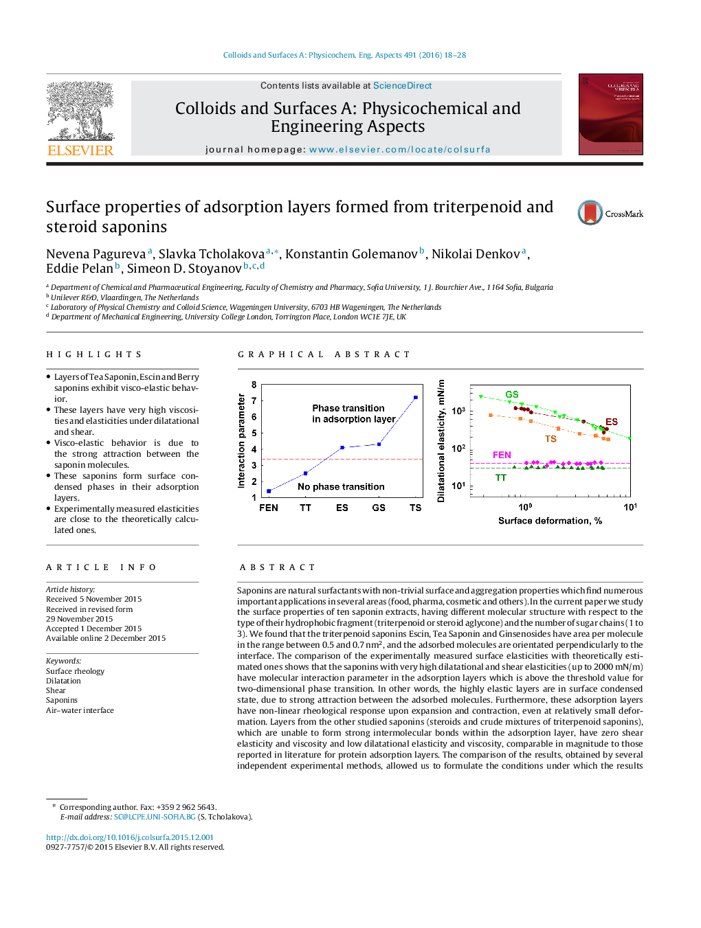 Surface properties of adsorption layers formed from triterpenoid and steroid saponins