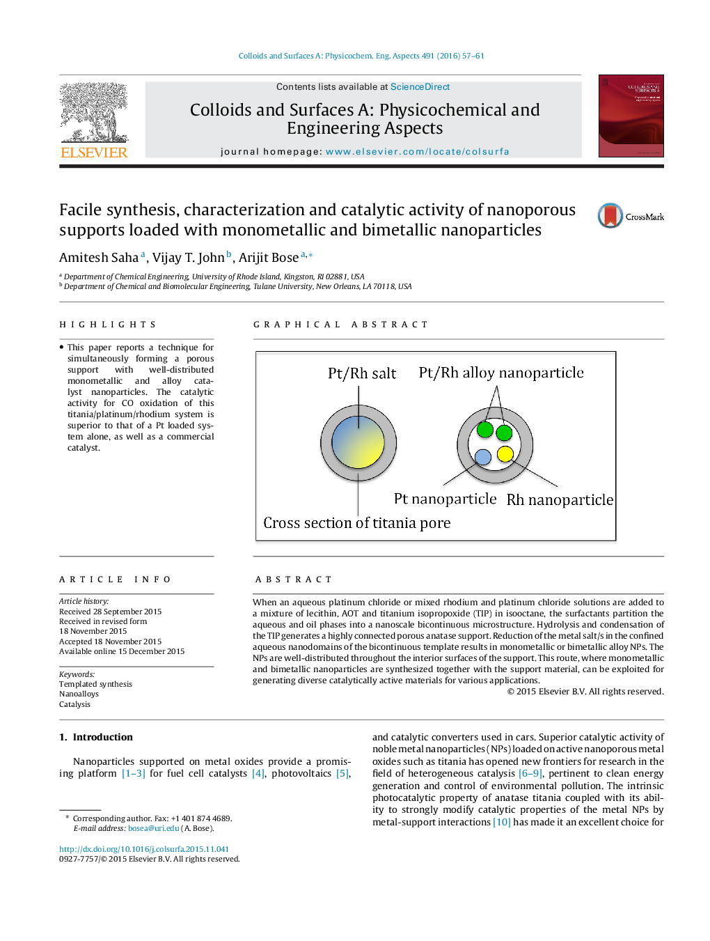 Facile synthesis, characterization and catalytic activity of nanoporous supports loaded with monometallic and bimetallic nanoparticles