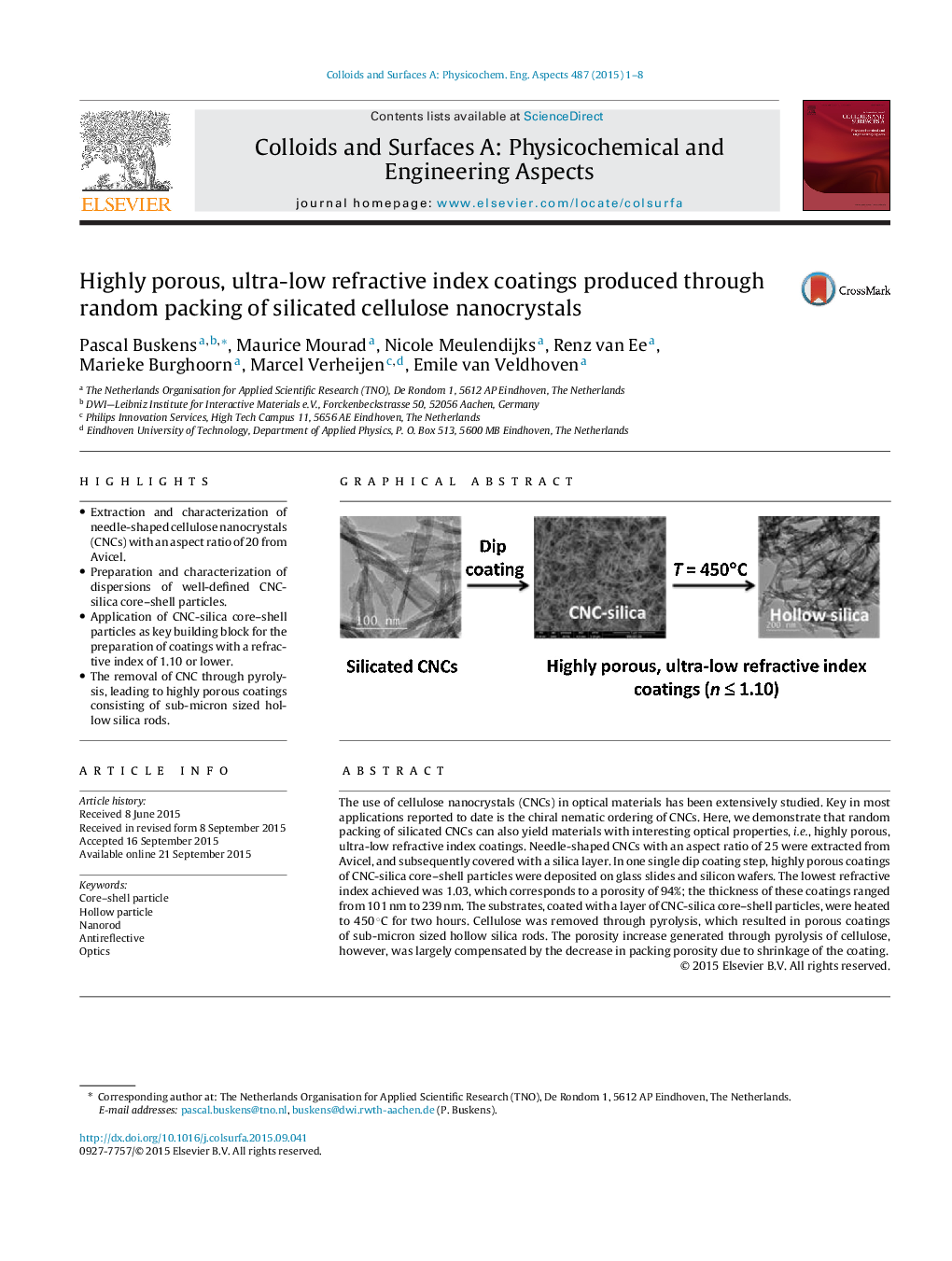 Highly porous, ultra-low refractive index coatings produced through random packing of silicated cellulose nanocrystals