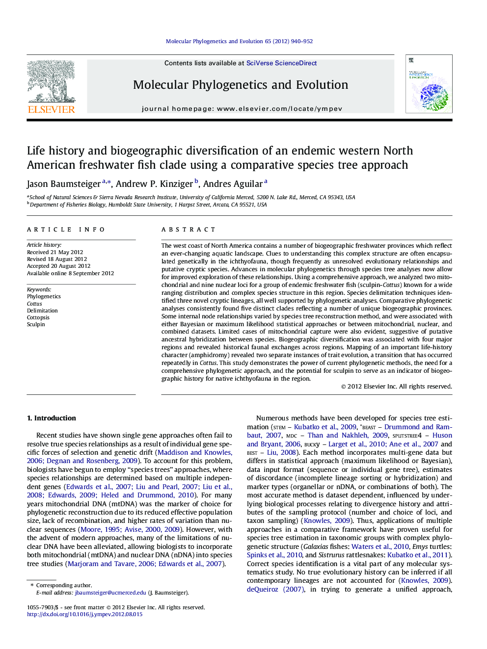 Life history and biogeographic diversification of an endemic western North American freshwater fish clade using a comparative species tree approach