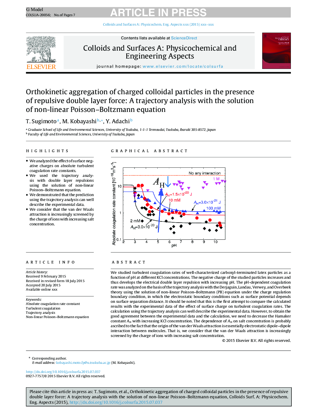 Orthokinetic aggregation of charged colloidal particles in the presence of repulsive double layer force: A trajectory analysis with the solution of non-linear Poisson-Boltzmann equation