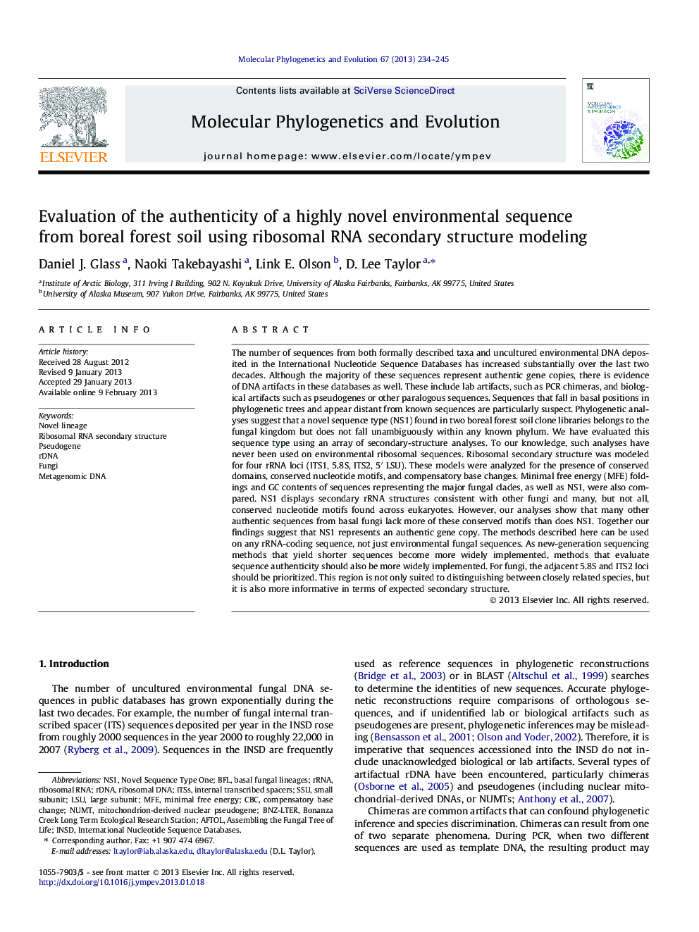 Evaluation of the authenticity of a highly novel environmental sequence from boreal forest soil using ribosomal RNA secondary structure modeling