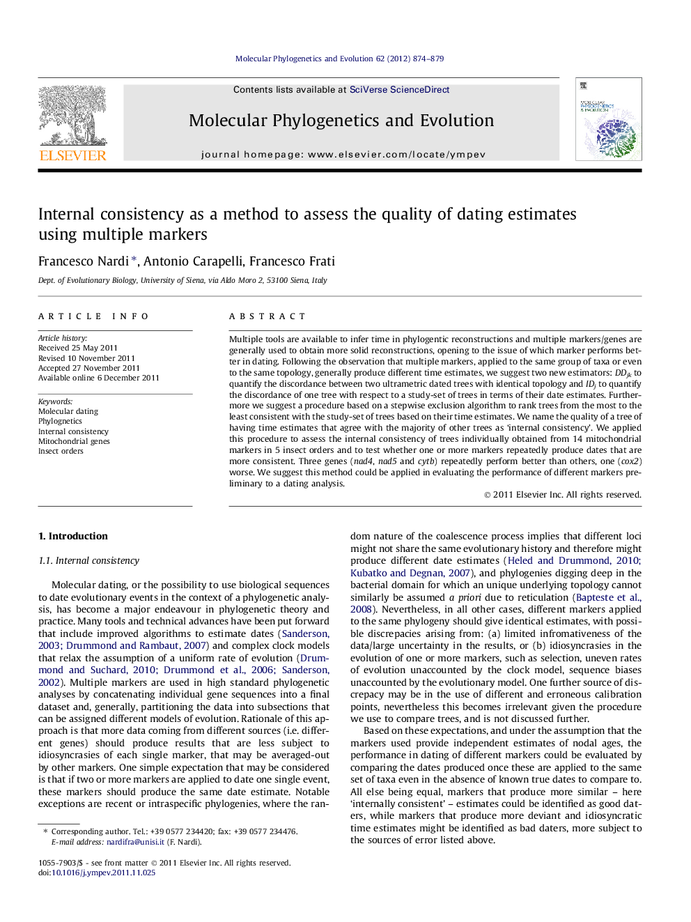 Internal consistency as a method to assess the quality of dating estimates using multiple markers