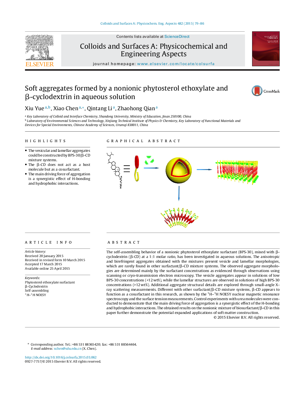 Soft aggregates formed by a nonionic phytosterol ethoxylate and β-cyclodextrin in aqueous solution