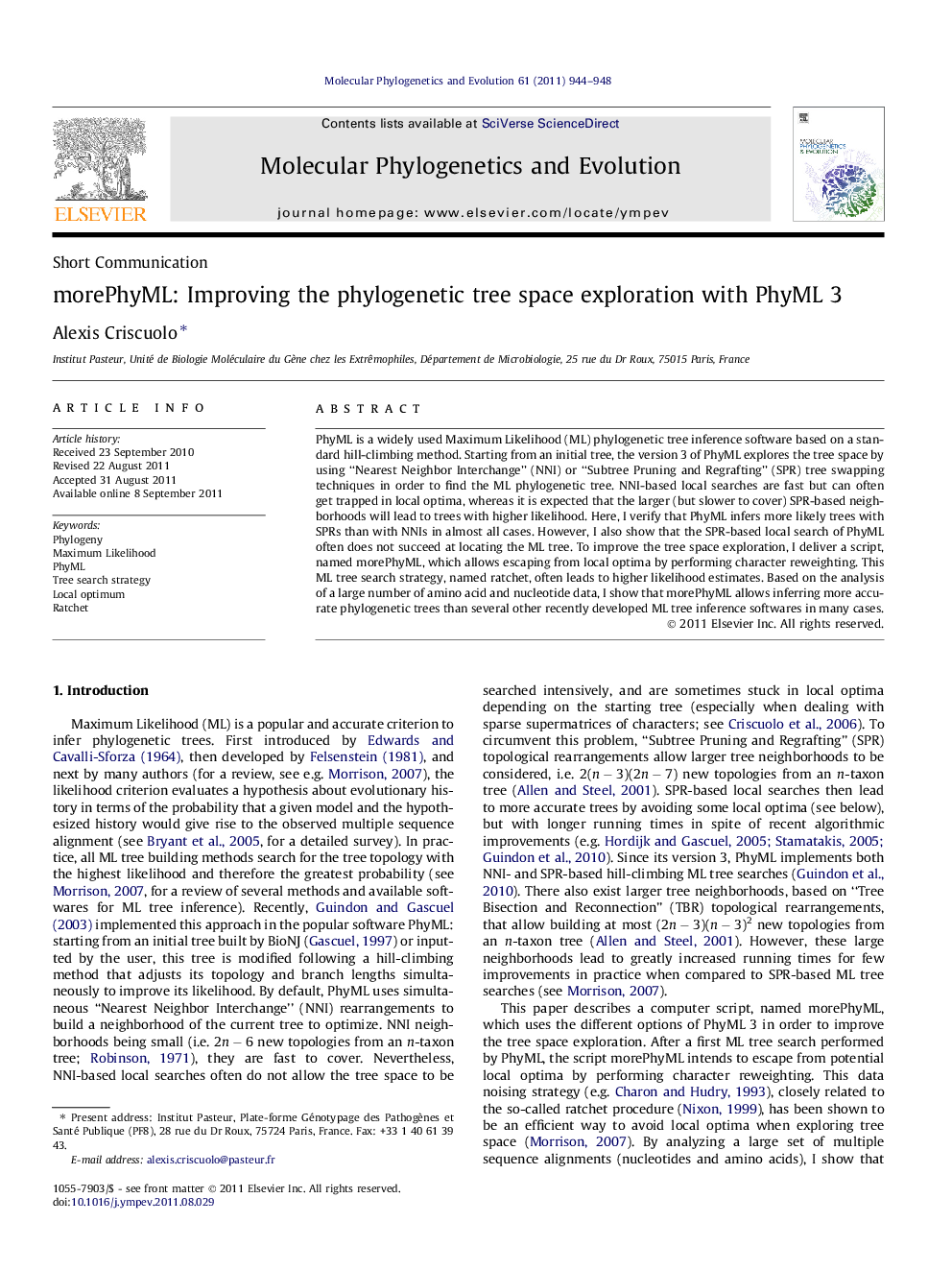 morePhyML: Improving the phylogenetic tree space exploration with PhyML 3