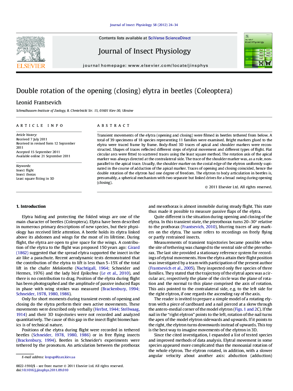 Double rotation of the opening (closing) elytra in beetles (Coleoptera)