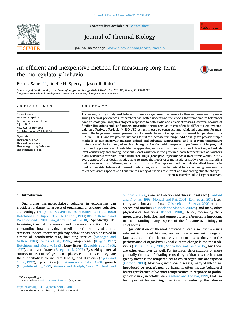 An efficient and inexpensive method for measuring long-term thermoregulatory behavior