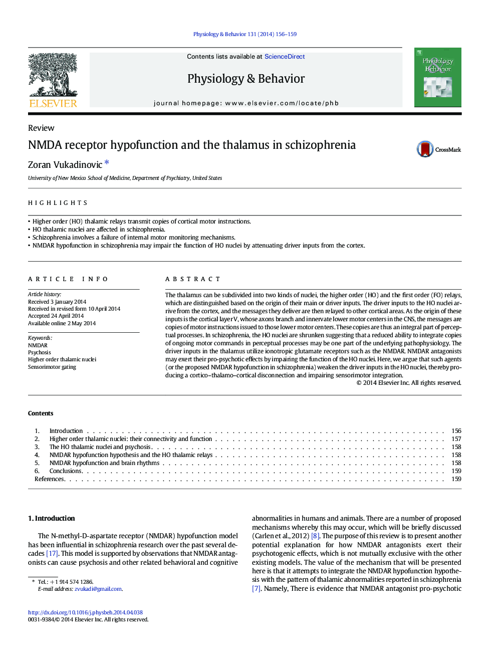 NMDA receptor hypofunction and the thalamus in schizophrenia