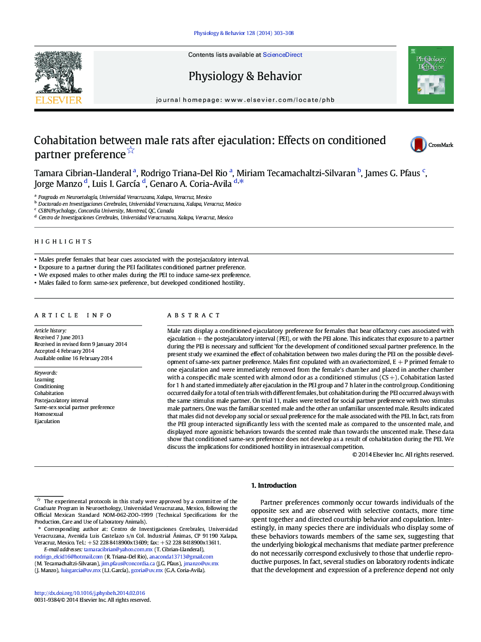 Cohabitation between male rats after ejaculation: Effects on conditioned partner preference