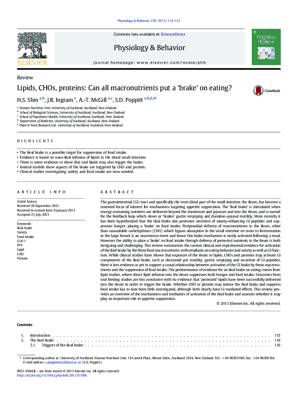 ReviewLipids, CHOs, proteins: Can all macronutrients put a 'brake' on eating?