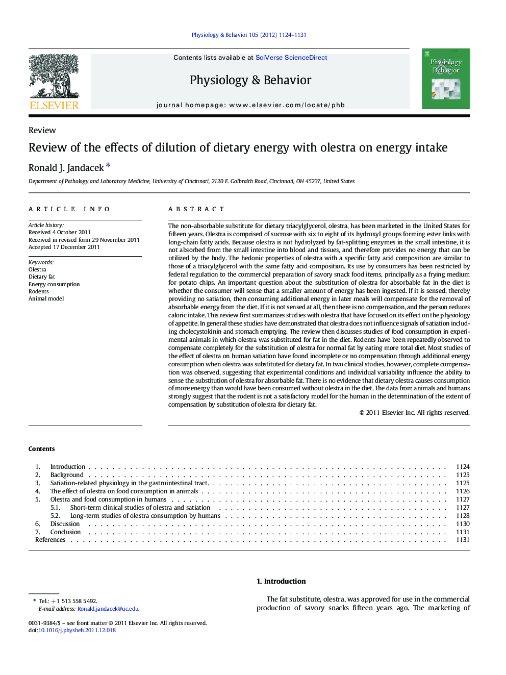 Review of the effects of dilution of dietary energy with olestra on energy intake