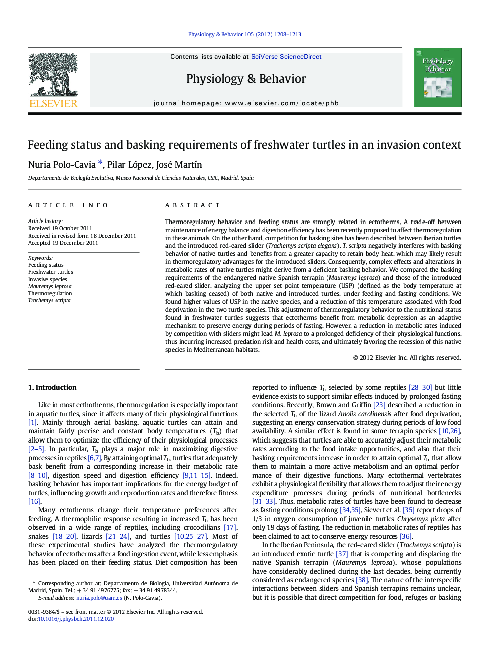 Feeding status and basking requirements of freshwater turtles in an invasion context