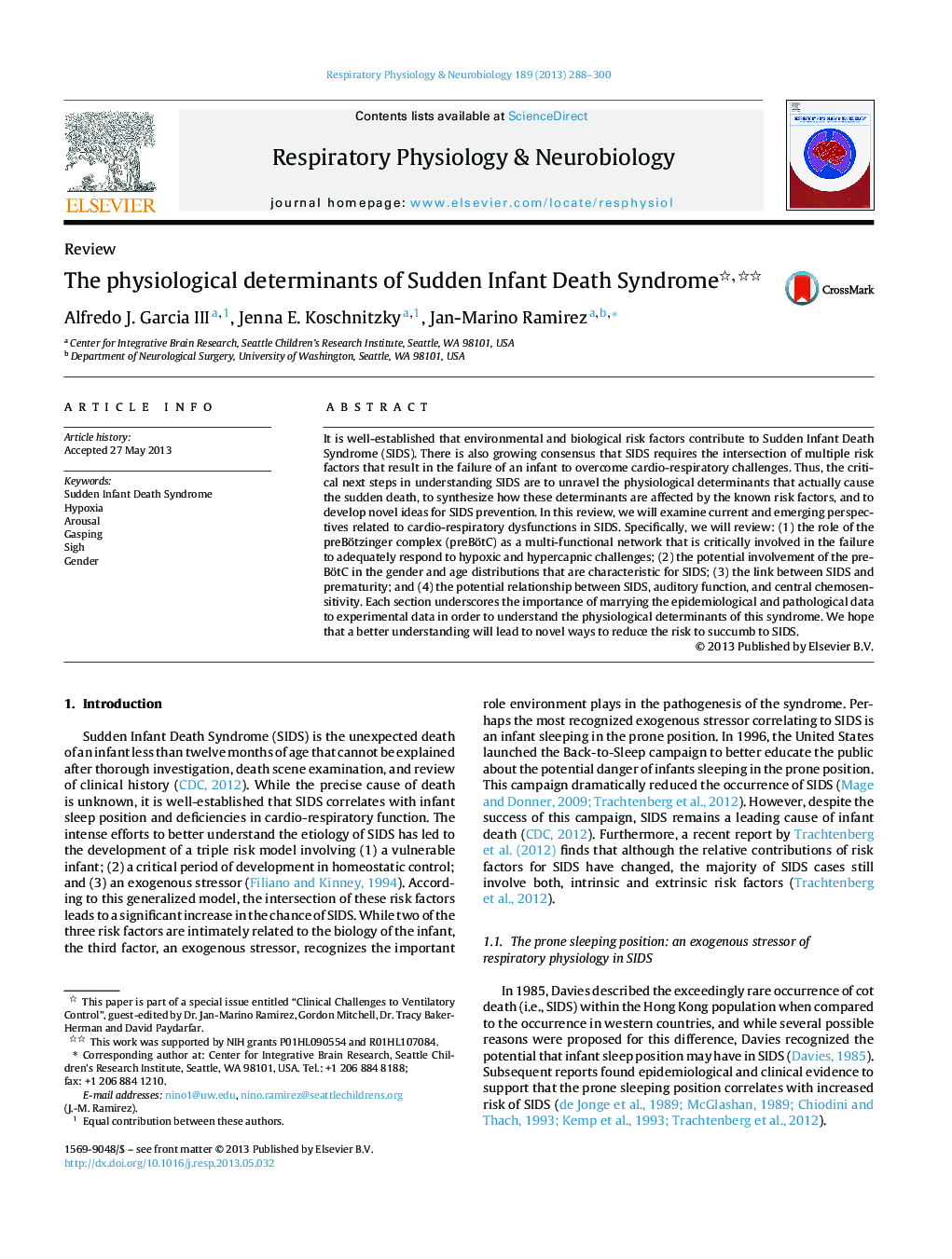 The physiological determinants of Sudden Infant Death Syndrome