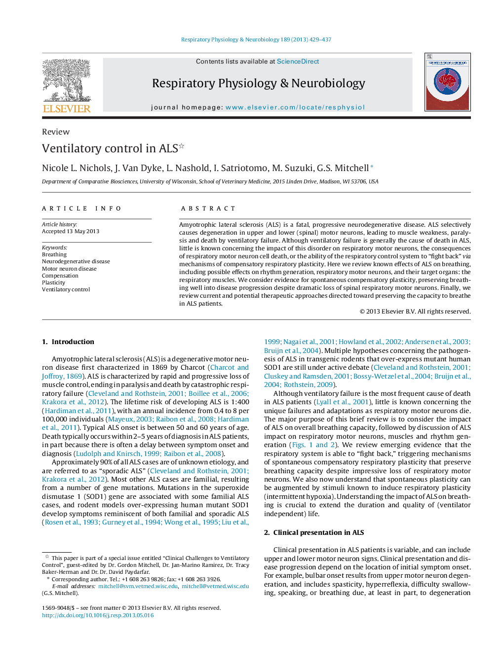 ReviewVentilatory control in ALS