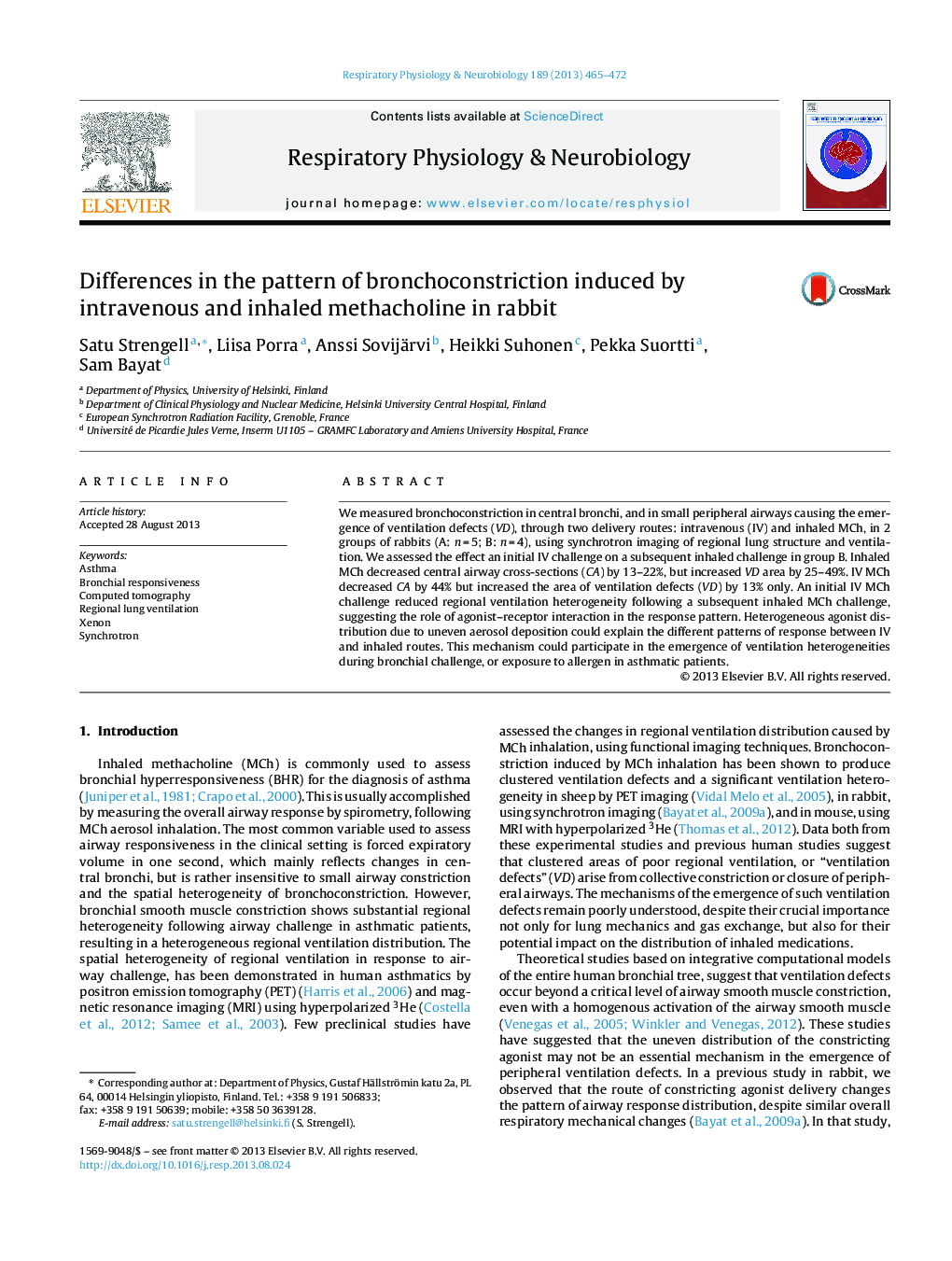 Differences in the pattern of bronchoconstriction induced by intravenous and inhaled methacholine in rabbit