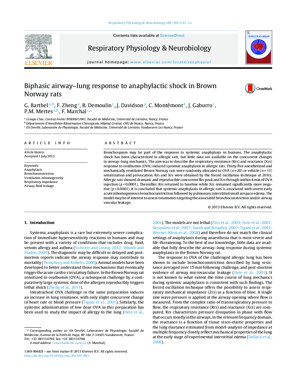 Biphasic airway-lung response to anaphylactic shock in Brown Norway rats