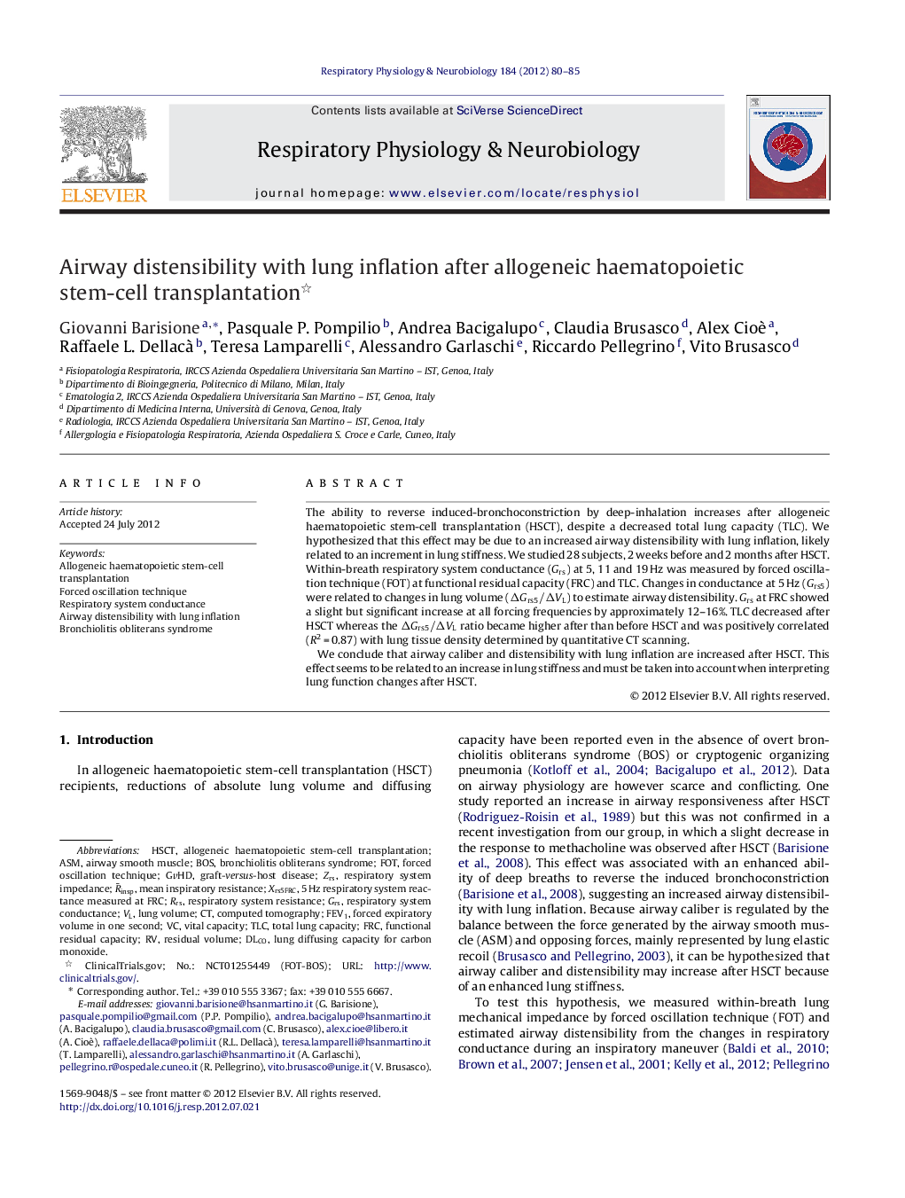 Airway distensibility with lung inflation after allogeneic haematopoietic stem-cell transplantation