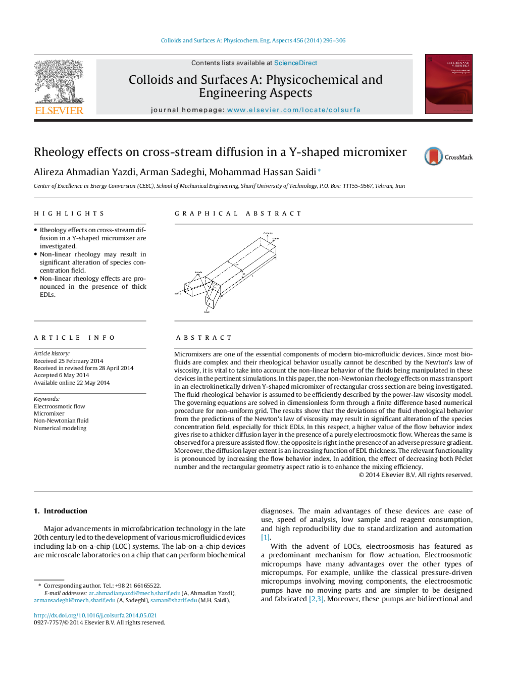 Rheology effects on cross-stream diffusion in a Y-shaped micromixer