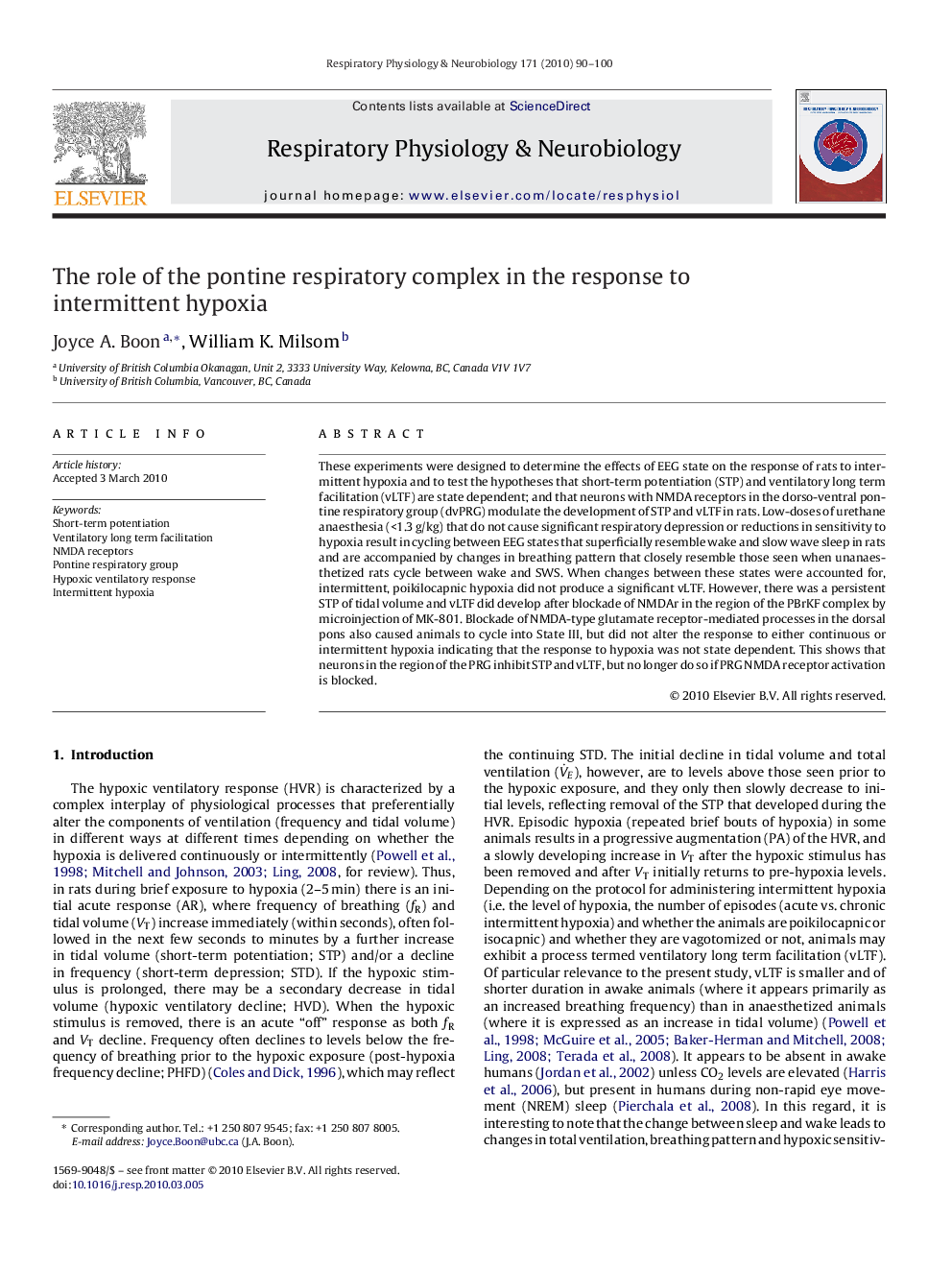 The role of the pontine respiratory complex in the response to intermittent hypoxia