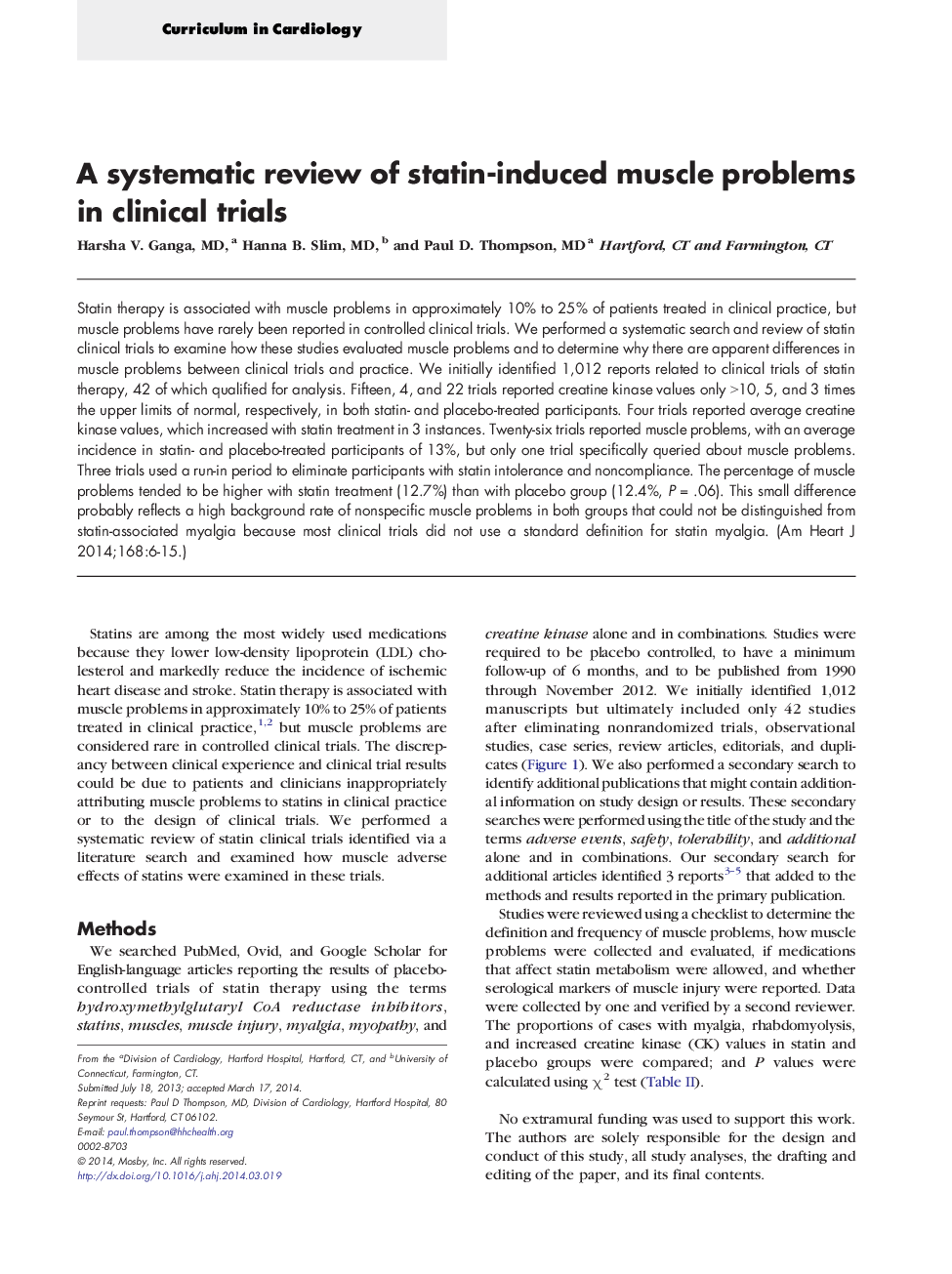 A systematic review of statin-induced muscle problems in clinical trials