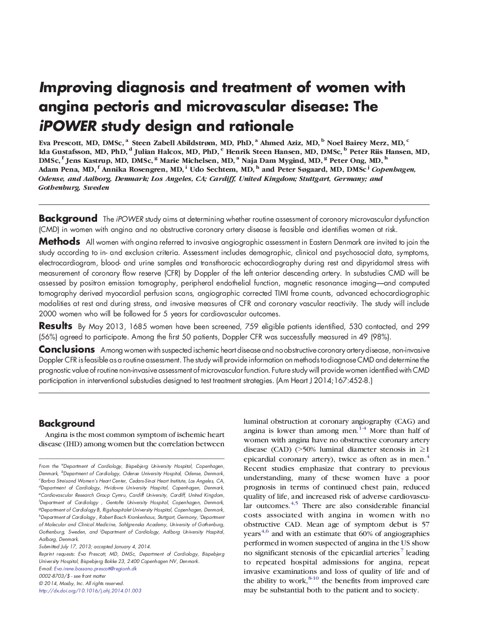Improving diagnosis and treatment of women with angina pectoris and microvascular disease: The iPOWER study design and rationale