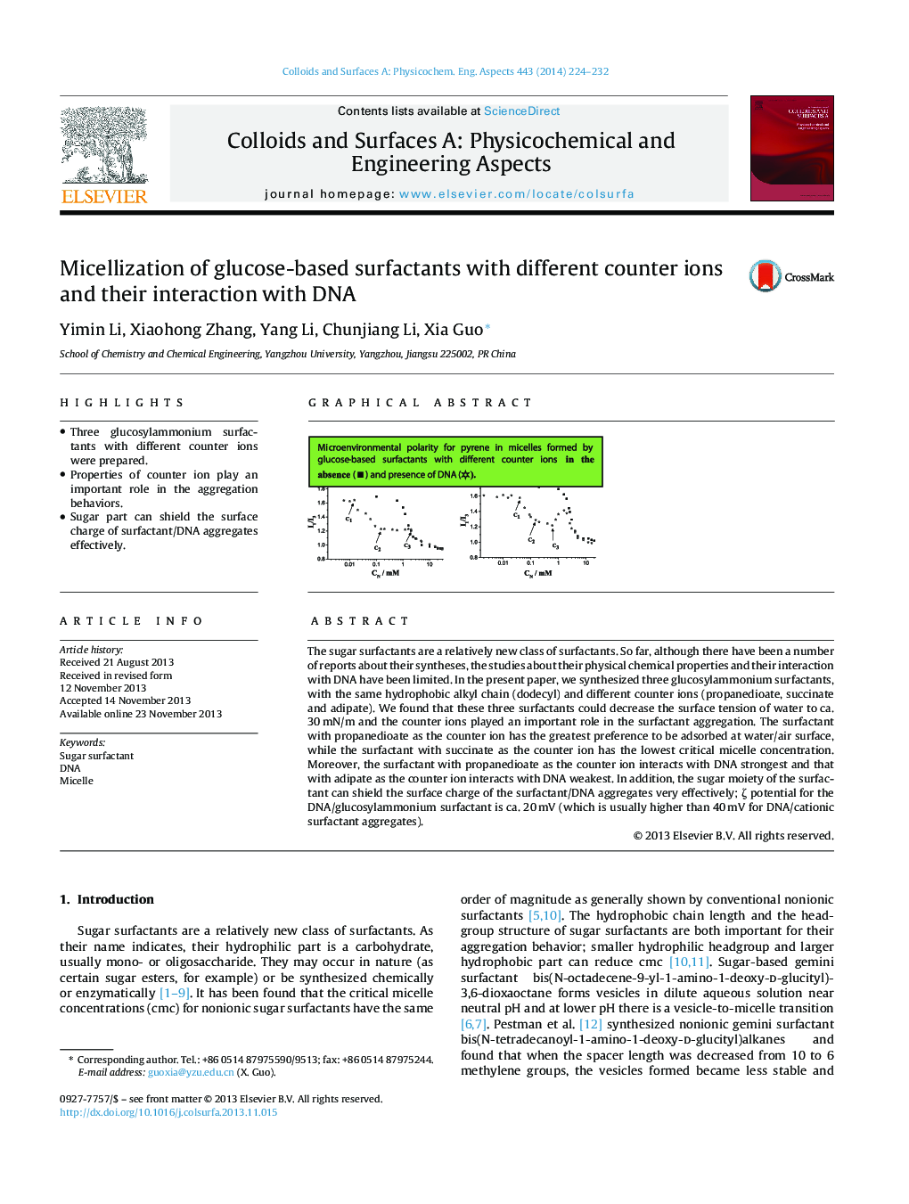 Micellization of glucose-based surfactants with different counter ions and their interaction with DNA