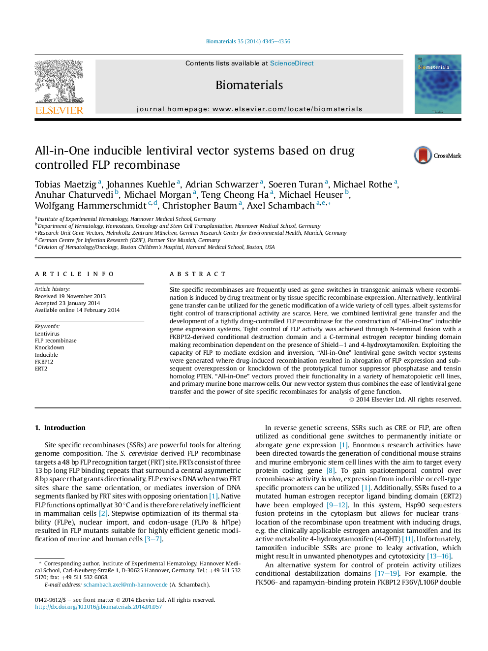 All-in-One inducible lentiviral vector systems based on drug controlled FLP recombinase