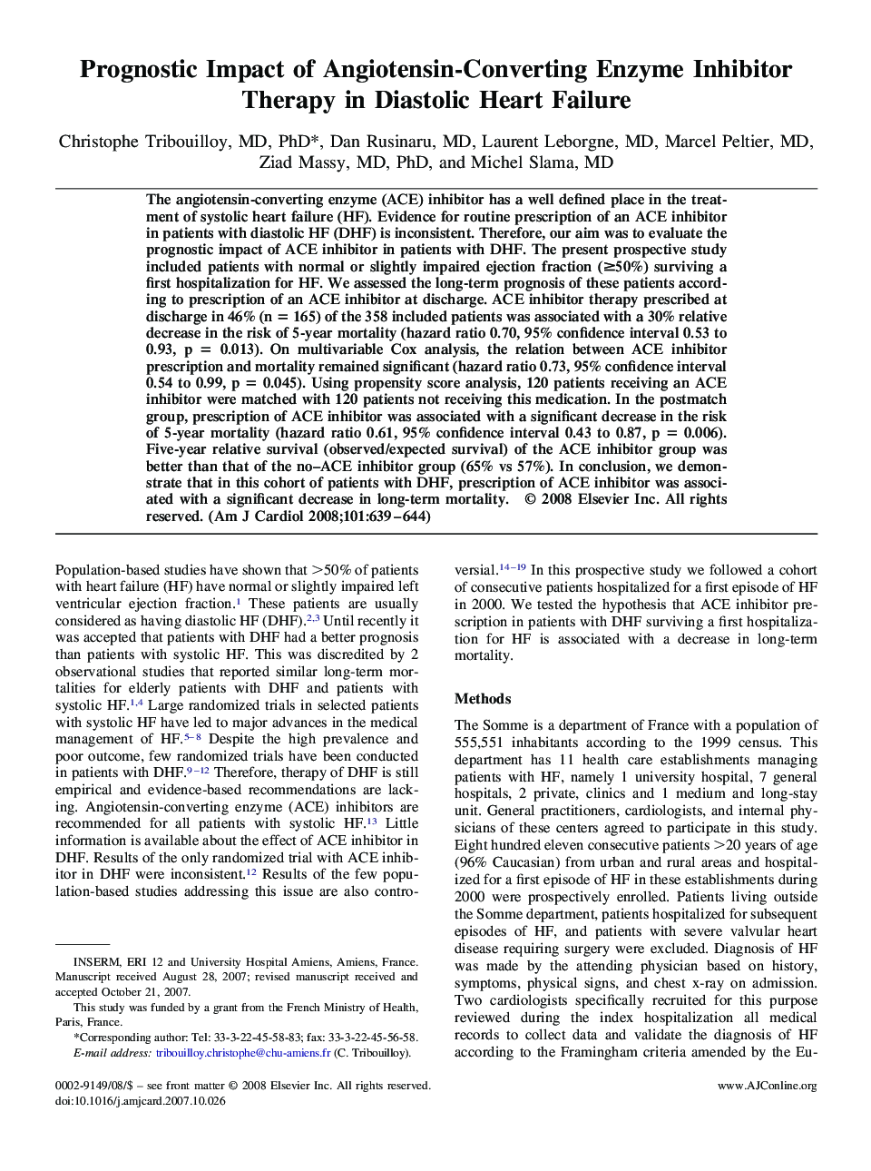 عکس صفحه اول مقاله: Heart failurePrognostic Impact of Angiotensin-Converting Enzyme Inhibitor Therapy in Diastolic Heart Failure Heart failurePrognostic Impact of Angiotensin-Converting Enzyme Inhibitor Therapy in Diastolic Heart Failure