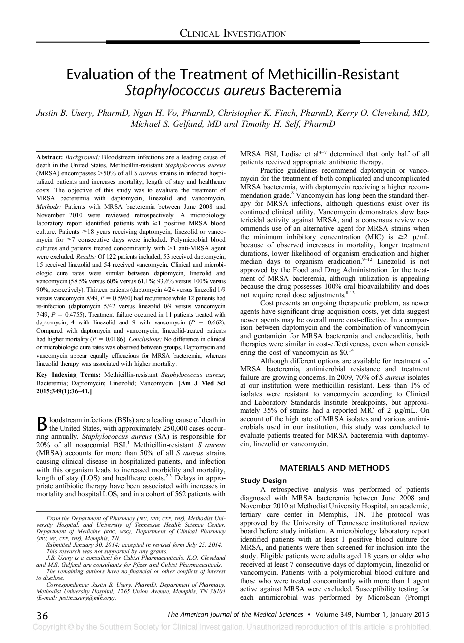 ارزیابی درمان استافیلوکوک اورئوس باکتریایی مقاوم به متسییلین 