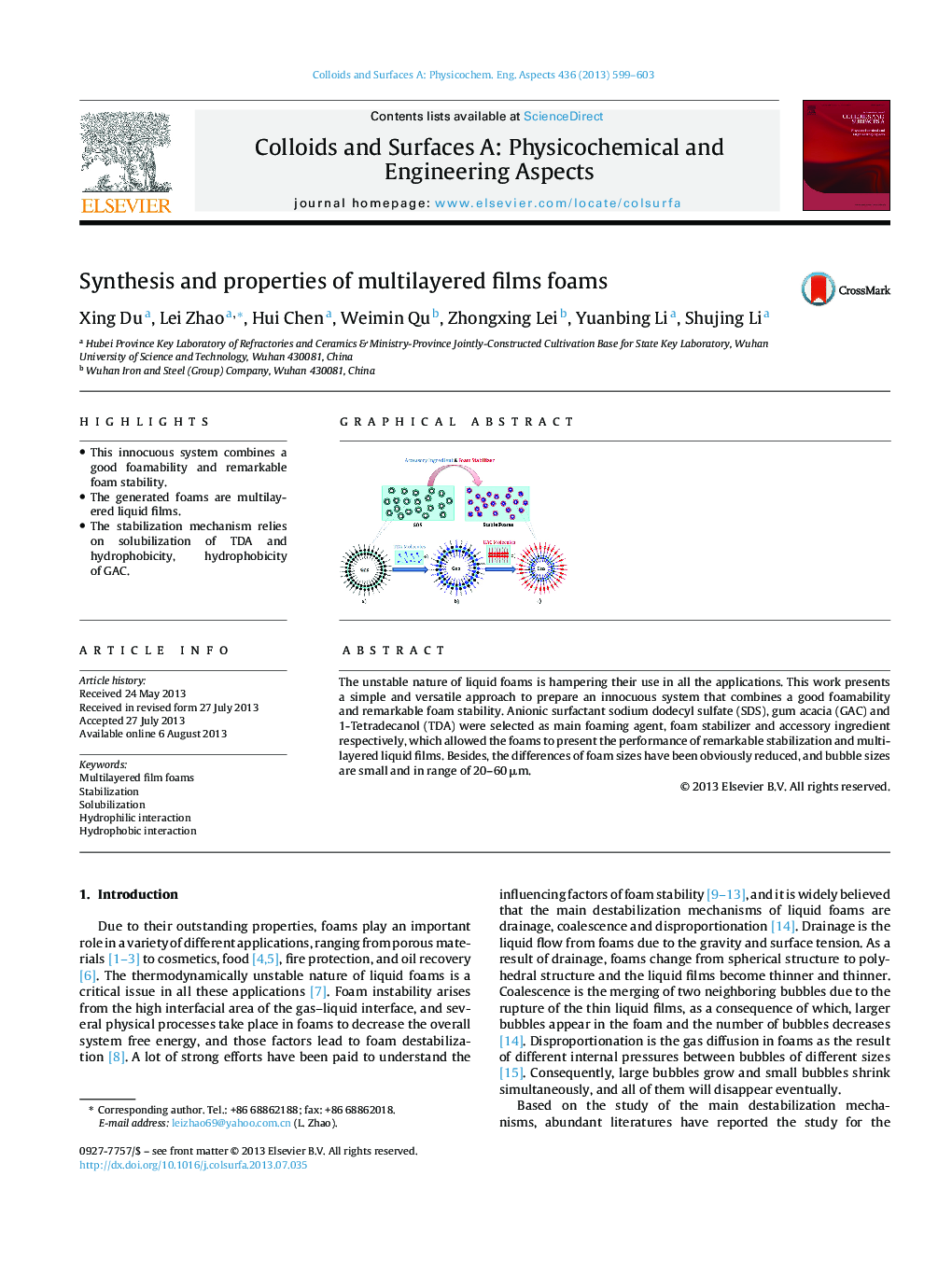 Synthesis and properties of multilayered films foams