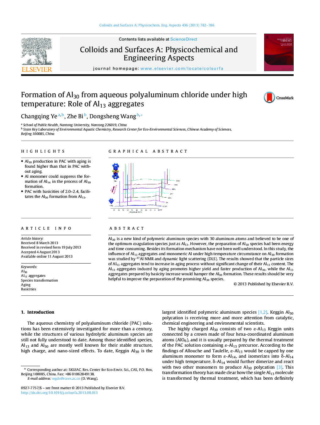 Formation of Al30 from aqueous polyaluminum chloride under high temperature: Role of Al13 aggregates