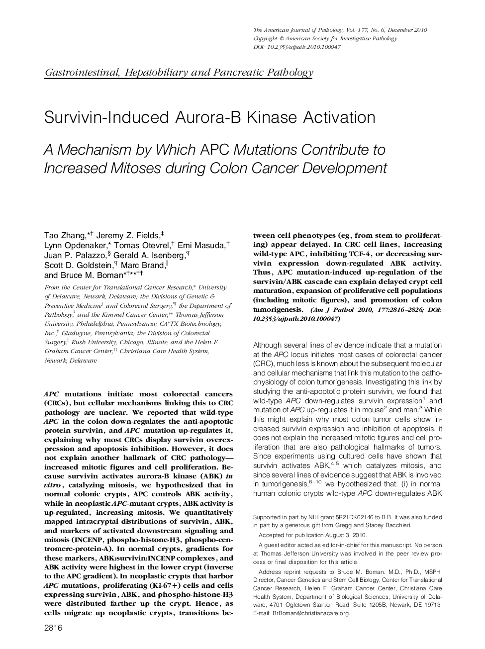 Survivin-Induced Aurora-B Kinase Activation